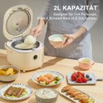 Bear Reiskocher 3,5 Tassen mit Dampfgarer – 6 Funktionen für 2–4 Personen – Bild 2