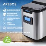Arebos Eiswürfelmaschine 12 kg/24 h – Kompakte Eisproduktion mit 3 Würfelgrößen – Bild 3