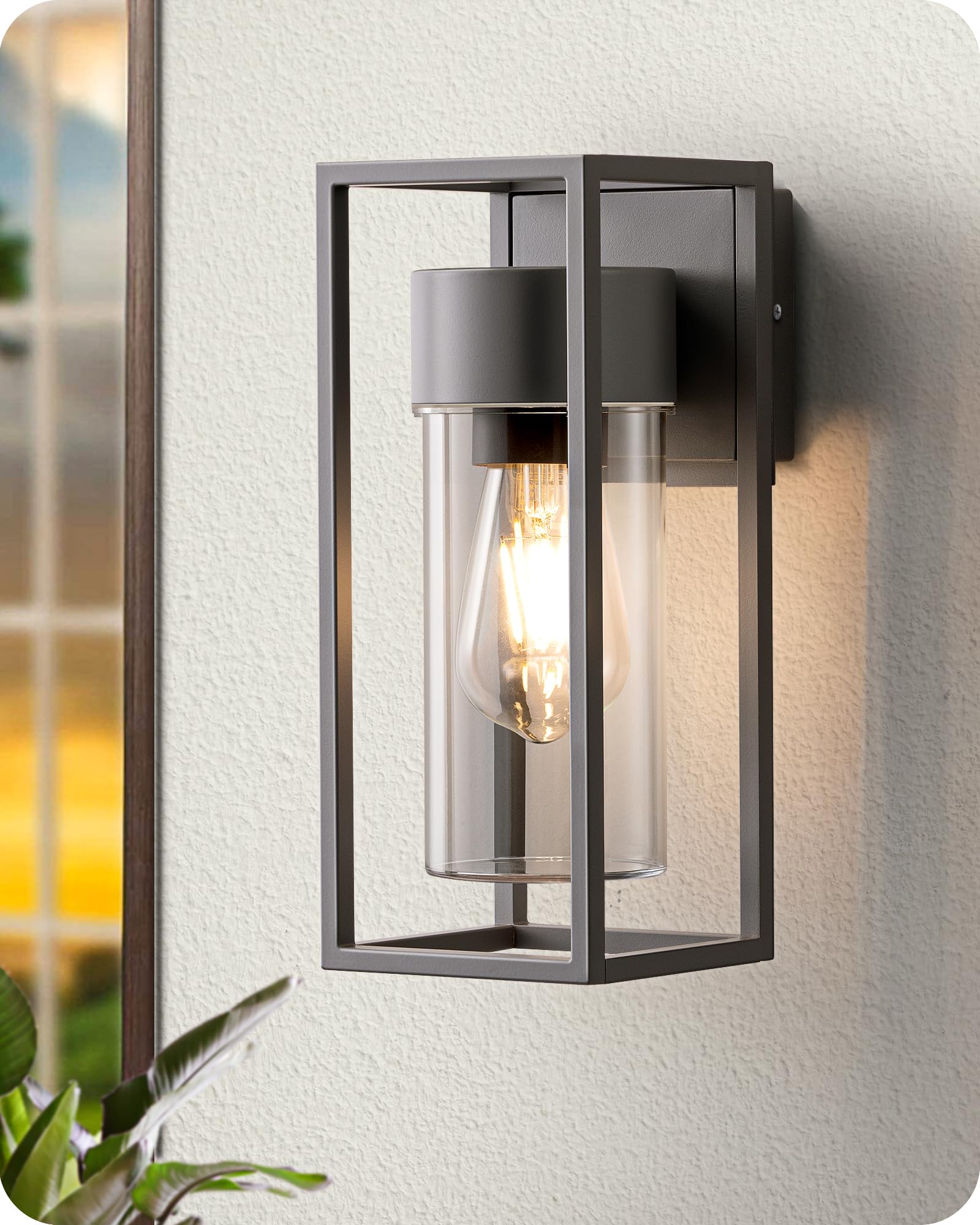 EDISHINE Wandleuchte E27 IP44 Wasserdicht – Moderne Aussenleuchte Anthrazit für Haus & Terrasse
