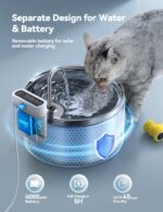 FEELNEEDY Kabelloser Katzenbrunnen 3,5L Edelstahl mit Bewegungsmelder & 4000mAh Akku – Bild 2