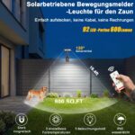 2er Set Solarleuchte mit Bewegungsmelder 600lm – IP65 Aussenleuchte mit Clip-Montage – Bild 3