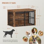 HEXCELEN Hundekäfig-Möbel 100 cm mit Schiebetür – 2-in-1 Hundebox & Beistelltisch Braun – Bild 2