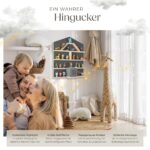 tectake® Holz Wandregal Hausform mit Magnetstreifen – Aufbewahrung für Tonies & Toniebox – Bild 4