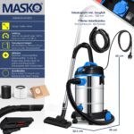 MASKO® Industriestaubsauger 30L mit HEPA-Filtersystem – Nass-Trockensauger 1800W für Werkstatt – Bild 7