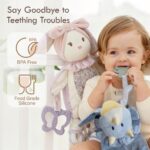 Moonkie Hase Schnuffeltuch mit Silikon Beissring – 3-in-1 Babyspielzeug ab 0+ Monaten – Bild 3