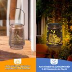 Qoosea Solar-Gartenlaterne Eule – Wasserdichte Deko-Leuchte mit Musterprojektion für Aussen – Bild 2