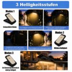Hqynss Solar-Klemmleuchte Aussen mit Bewegungsmelder – 73 LED, 1000 Lumen, IP65 Wasserdicht – Bild 6