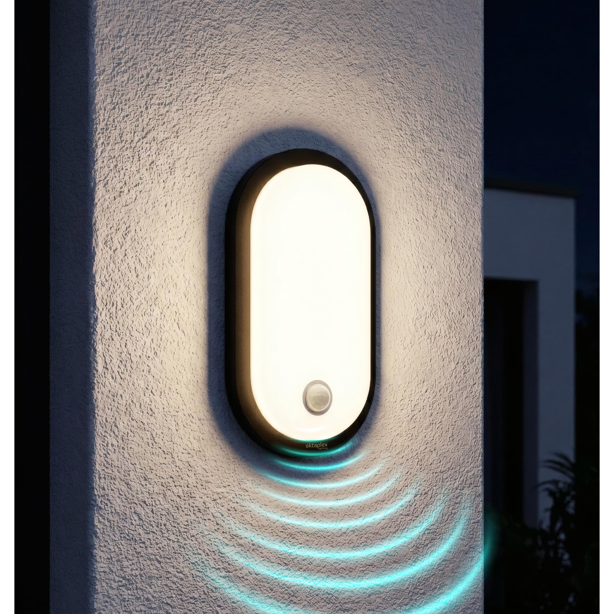 Oktaplex Plato LED-Aussenleuchte mit Bewegungsmelder – 1010lm warmweiss IP65