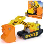 Rubble & Crew – 35 cm 2-in-1 Bagger & Planierraupe mit 4 Werkzeugen & Figur