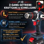 FUGERT 21V Akku-Schlagbohrschrauber Bürstenlos 80Nm – Profi-Bohrschrauber mit 2x4Ah & Koffer – Bild 4