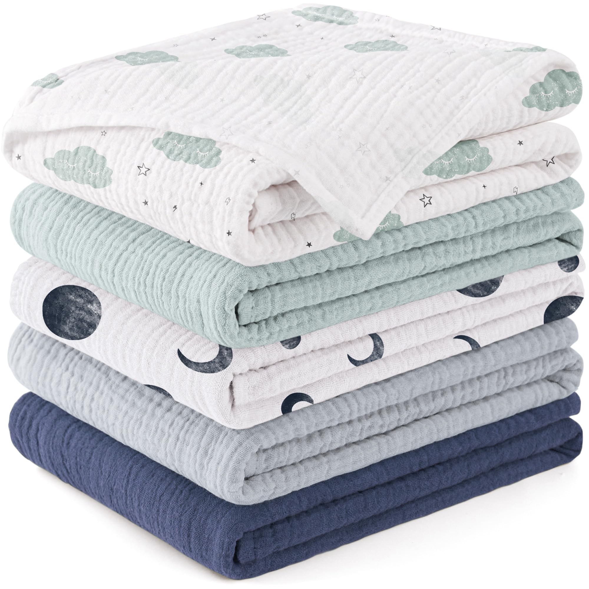 Susurration Musselin Spucktücher 5er-Pack 60x60cm – 100% Baumwolle für Neugeborene
