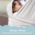 Sleepy Wrap Babytrage 3-16 kg – Elastisches Tragetuch Hellgrau für Neugeborene – Bild 2