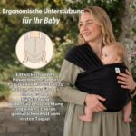 ELDOMA Babytragetuch Schwarz – Ergonomische Babytrage ab Geburt bis 15 kg – Bild 5