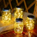Vindany 4er Set Solar Mason Jar Licht mit 30 LEDs – Warmweisse Gartenleuchten Wetterfest – Bild 3