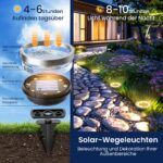 Solpex 6er Set Solar Bodenleuchten mit 8 LEDs – Warmweisse Gartenbeleuchtung IP65 wasserdicht – Bild 2