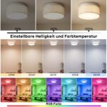AMZSTORY 36W LED Deckenlampe Dimmbar mit RGB & Fernbedienung – Smart Home Deckenleuchte – Bild 2