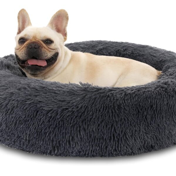 Kfnire Hundebett Doughnut Ø50cm – Flauschiges Haustierbett mit Kopfstütze für Katzen & Hunde