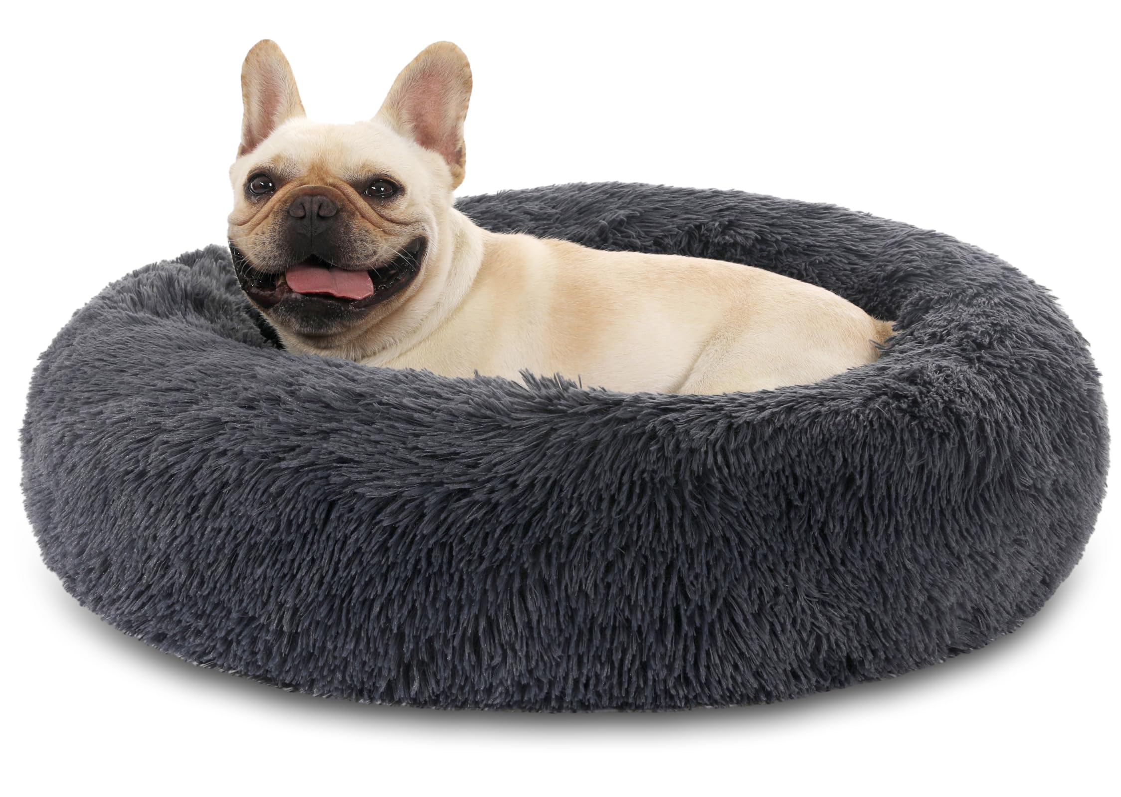 Kfnire Hundebett Doughnut Ø50cm – Flauschiges Haustierbett mit Kopfstütze für Katzen & Hunde