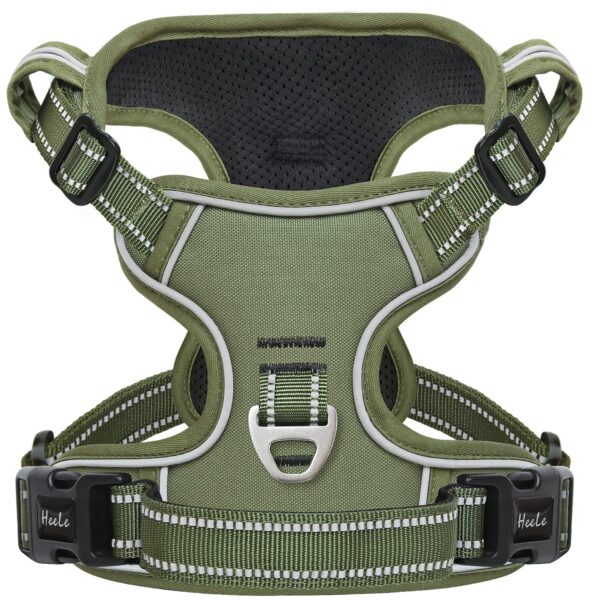 HEELE Hundegeschirr Grösse M – Anti-Zug Brustgeschirr für Mittlere Hunde | Armee Grün