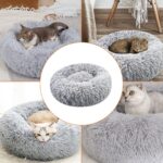 Brevanza Hundebett Donut 60 cm – Flauschiges Katzenbett mit rutschfester Unterseite – Bild 7