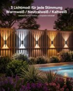 TECKNET Solar Wandleuchten 4er Set – Up & Down Beleuchtung IP67 wasserdicht für Garten – Bild 2