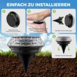 Shuniu 12er Set Solar Bodenleuchten mit 8 LEDs – IP65 Warmweiss Gartenbeleuchtung – Bild 4