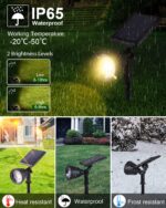 BLOOMWIN 2er Set Solar Gartenstrahler Warmweiss – IP65 Solarleuchte mit Erdspiss für Garten – Bild 5