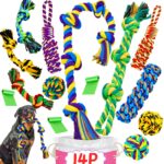 SHARLOVY XL Kauspielzeug-Set 14 Stück – Robustes Seilspielzeug für aggressive Kauer & grosse Rassen