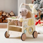 ROBOTIME Holz-Babywalker mit Puppenkinderwagen – Laufhilfe & Spielzeug ab 10 Monaten – Bild 3