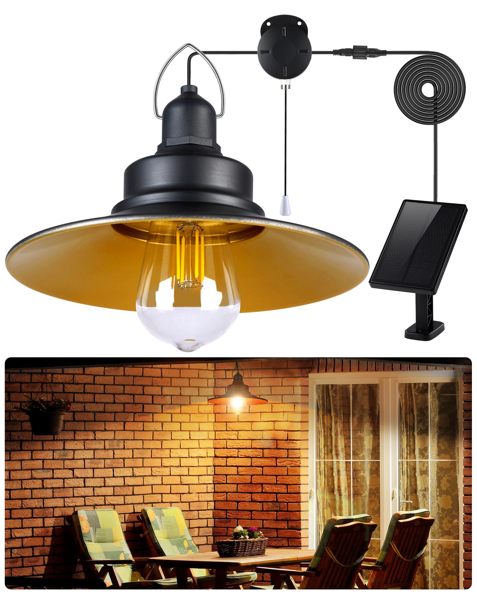 FabStyl Solar-Hängeleuchte mit Zugschalter – IP65 Warmweiß für Garten & Terrasse