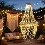 USJOK Solar-Kronleuchter mit Kristallsträngen – Elegante LED-Hängeleuchte für Garten & Terrasse – Bild 3
