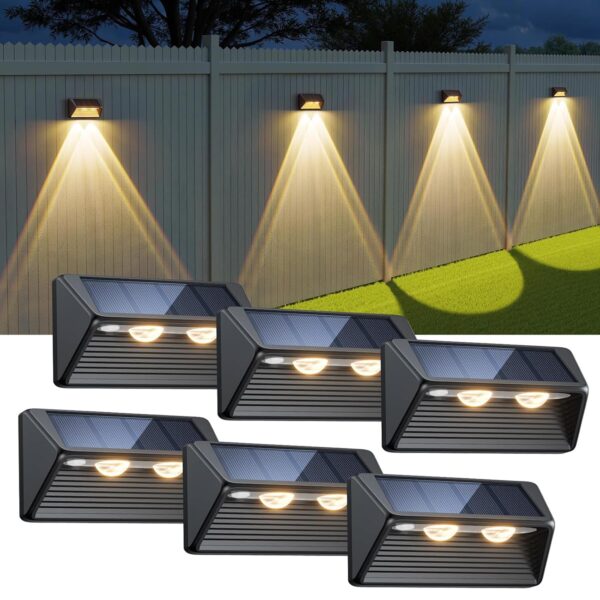 RECHOO Solarleuchten 6er Set – Superhelle Wandleuchten mit 2 Modi & IP65 Wasserschutz