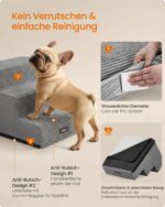 Feandrea Hundetreppe 3 Stufen mit Schaumstoff – Gelenkschonende Haustierrampe für kleine Hunde – Bild 6