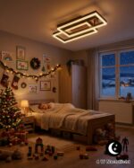 Meloweel LED Deckenleuchte 54cm Holz dimmbar – Vintage Lampe mit Fernbedienung & Memory – Bild 4