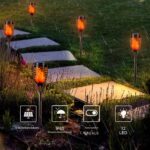 LQWELL Solarfackeln 8er Set mit 12 LED – Flammeneffekt Gartenbeleuchtung IP65 wasserdicht – Bild 3