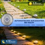 Shuniu Solar Bodenleuchten 12er Set mit 8 LEDs – Warmweiss Gartenbeleuchtung IP65 – Bild 2