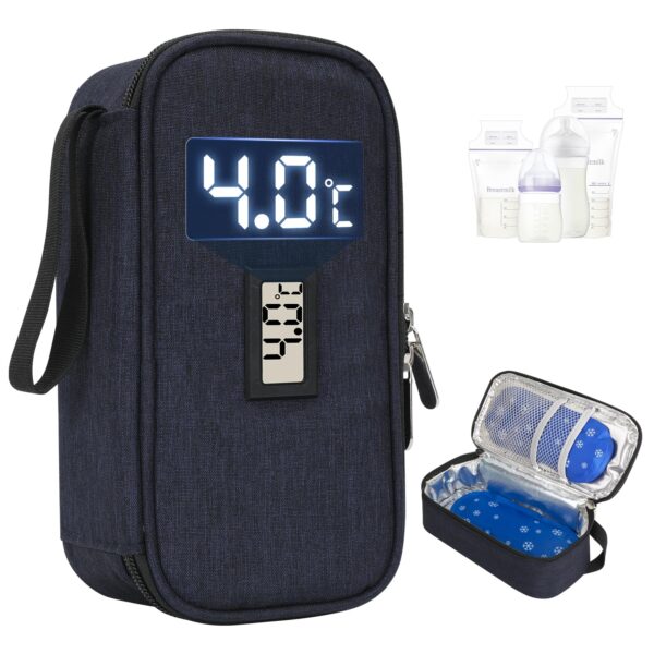 YOUSHARES Muttermilch Kühltasche mit Temperaturdisplay – Isoliertasche für 5–7 Beutel inkl. 2 Kühlakkus