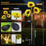 2er Set Sonnenblume Solarleuchten 60-LED – Wetterfeste Gartendeko mit automatischer Dämmerungsfunktion – Bild 5