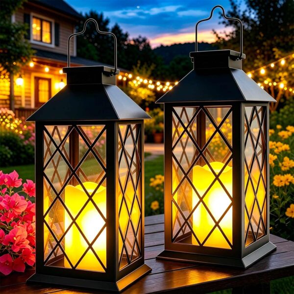 Cozymeow Solar Laternen 22cm – Flackerndes Flammen-Licht für Garten & Terrasse (2er Set)
