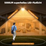 wowspeed 50W LED Strahler Aussen 5000LM IP66 – Flutlicht 3000K Warmweiss mit 3m Kabel – Bild 7