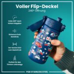 ion8 Kinder Trinkflasche 400ml Edelstahl – Auslaufsicher mit Einhandöffnung – Bild 4