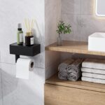 Heatigo Toilettenpapierhalter Schwarz – 2in1 Klorollenhalter mit Feuchttücherbox & Ablage – Bild 2