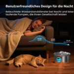 UMOCUOY Katzenbrunnen 2.6L Edelstahl – Automatischer Wasserspender mit 5-Schicht Filtersystem – Bild 8