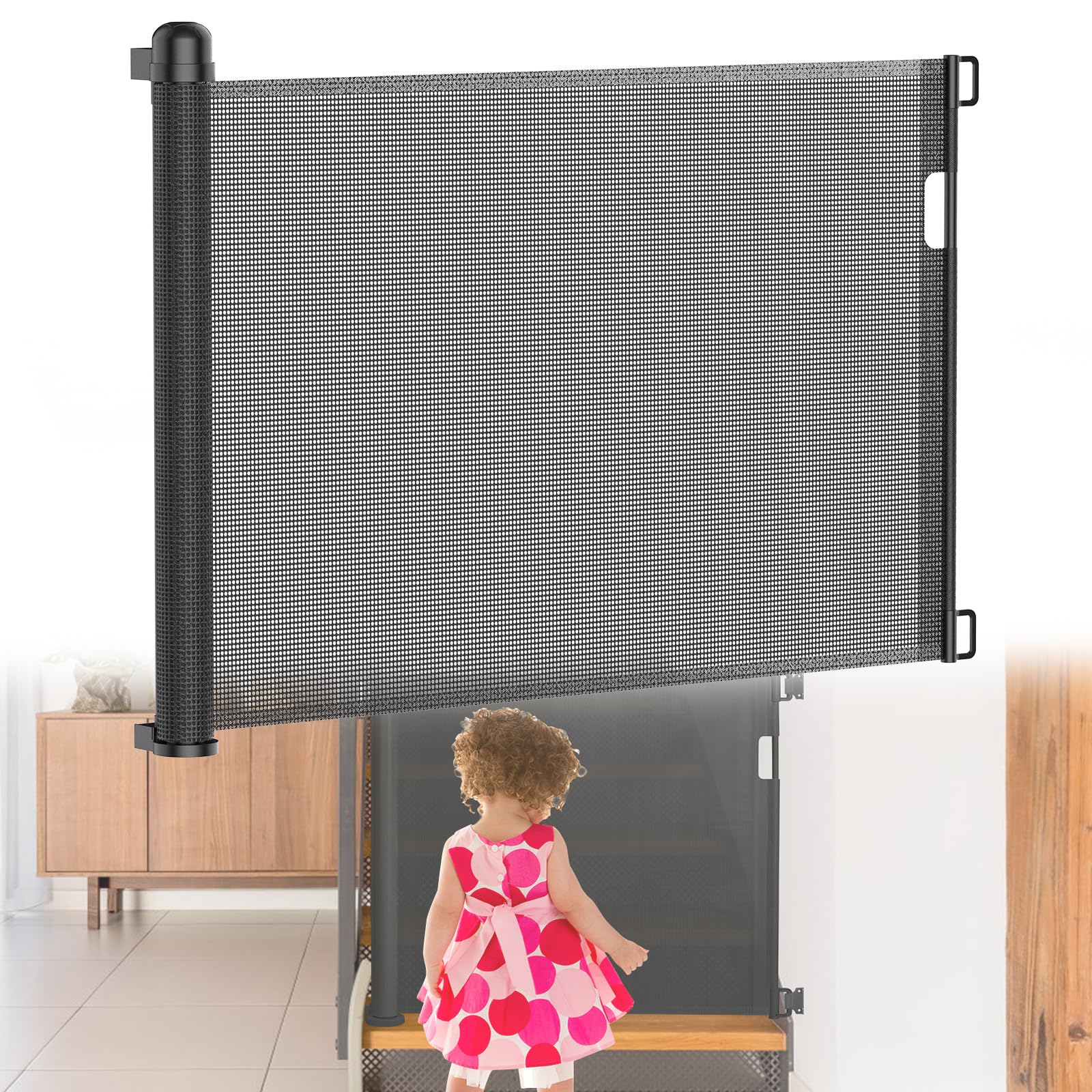 HENGMEI Ausziehbares Treppenschutzgitter 150 cm – Sicherheitsbarriere für Babys & Haustiere