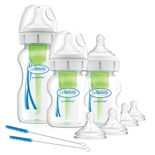 Dr. Brown's Options+ Weithals-Babyflasche – Anti-Kolik Starterset für Neugeborene