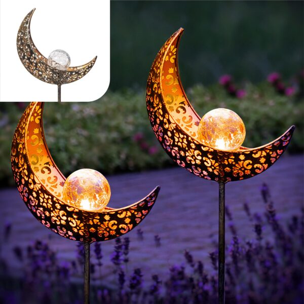 Gadgy 2er Set Solarlaternen – Elegante Gartenleuchten mit Mond-Design für Aussen