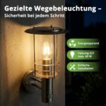 Grafner Edelstahl Wandlampe mit Bewegungsmelder – 360° Lichtschein IP44 für aussen & innen – Bild 2