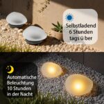 Hqynss Solar-Steinleuchten 2er Set Warmweiss – IP67 Wasserdicht für Garten & Terrasse – Bild 2