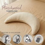 Theraline Plüschmond Stillkissen mit Perlenfüllung – Ergonomisches Mehrzweckkissen Creme – Bild 3