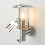 Grafner Edelstahl Wandlampe mit Bewegungsmelder – 360° Lichtschein IP44 für aussen & innen